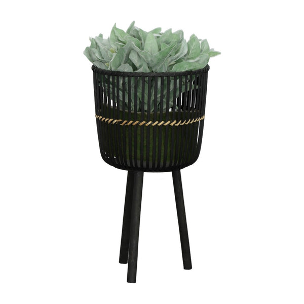English Elm S/3 Black Bamboo Footed Planters Sculptural Organic Set for Indoor Outdoor Decor B079106812