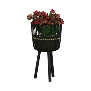 English Elm S/3 Black Bamboo Footed Planters Sculptural Organic Set for Indoor Outdoor Decor B079106812