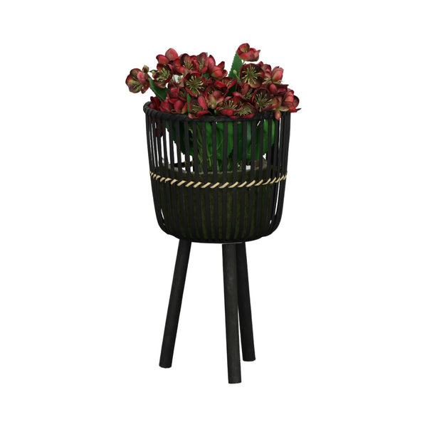 English Elm S/3 Black Bamboo Footed Planters Sculptural Organic Set for Indoor Outdoor Decor B079106812