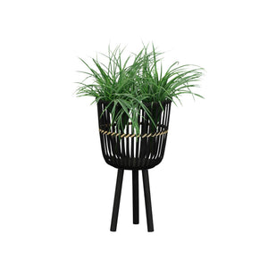 English Elm S/3 Black Bamboo Footed Planters Sculptural Organic Set for Indoor Outdoor Decor B079106812