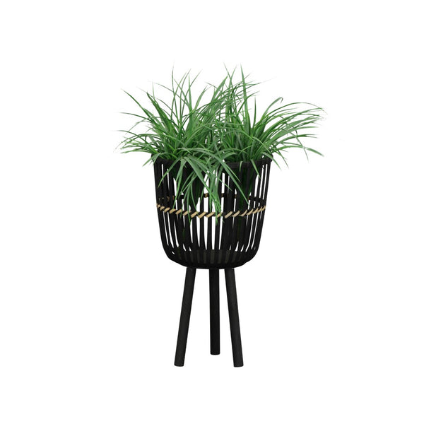 English Elm S/3 Black Bamboo Footed Planters Sculptural Organic Set for Indoor Outdoor Decor B079106812