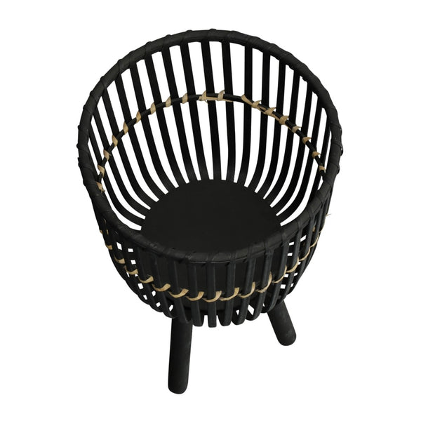 English Elm S/3 Black Bamboo Footed Planters Sculptural Organic Set for Indoor Outdoor Decor B079106812