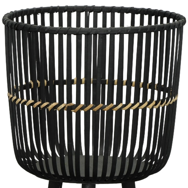 English Elm S/3 Black Bamboo Footed Planters Sculptural Organic Set for Indoor Outdoor Decor B079106812