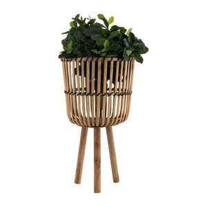 English Elm S/3 Bamboo Footed Planter Set Graduated Sizes Organic Indoor Outdoor Decor B079106813