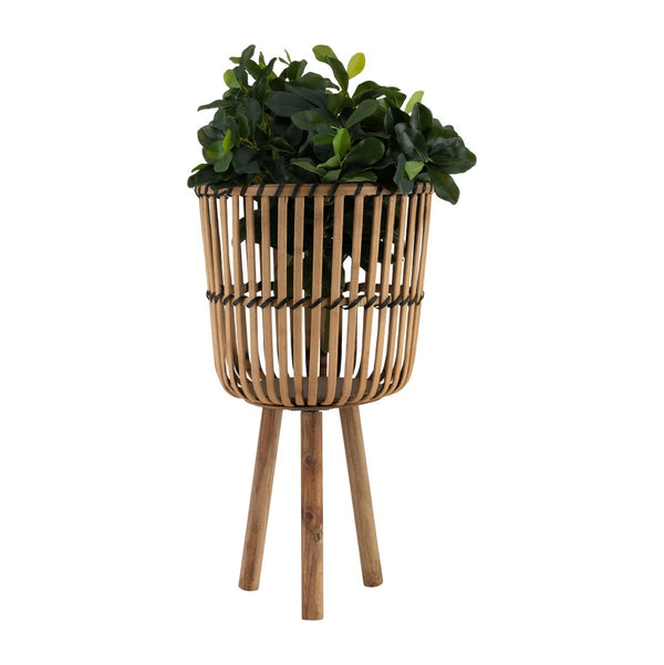 English Elm S/3 Bamboo Footed Planter Set Graduated Sizes Organic Indoor Outdoor Decor B079106813