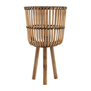 English Elm S/3 Bamboo Footed Planter Set Graduated Sizes Organic Indoor Outdoor Decor B079106813