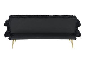 English Elm 74.01 Corduroy Convertible Sofa Bed with 3-Level Recline, Cup Holders, Solid Wood Frame, 500lb Capacity Black W1658P251987