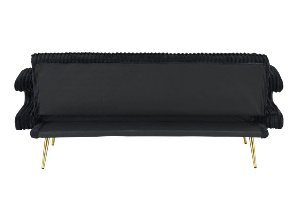 English Elm 74.01 Corduroy Convertible Sofa Bed with 3-Level Recline, Cup Holders, Solid Wood Frame, 500lb Capacity Black W1658P251987