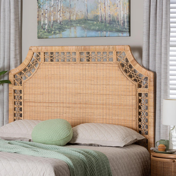 Baxton Studio Bali Hekima Natural Rattan Standalone Headboard For Queen — Handwoven Coastal-Boho, Sustainably Crafted WS228-Honey-Rattan-HB-Queen