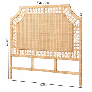 Baxton Studio Bali Hekima Natural Rattan Standalone Headboard For Queen — Handwoven Coastal-Boho, Sustainably Crafted WS228-Honey-Rattan-HB-Queen