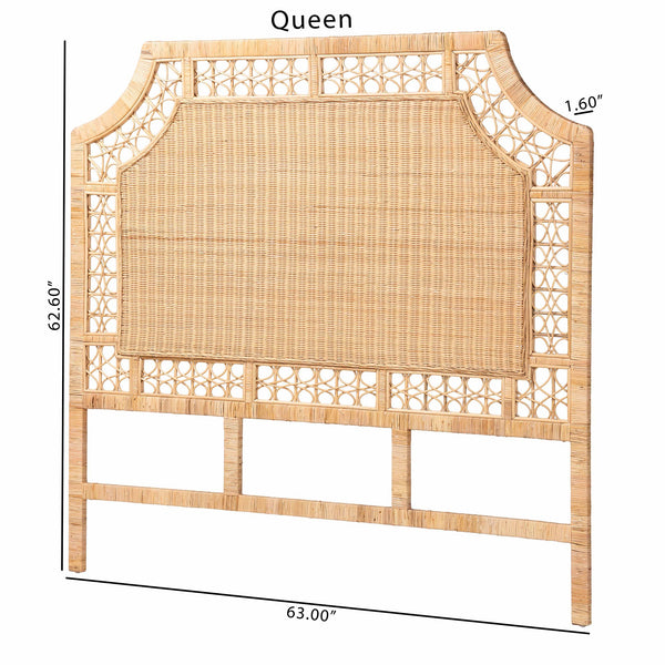 Baxton Studio Bali Hekima Natural Rattan Standalone Headboard For Queen — Handwoven Coastal-Boho, Sustainably Crafted WS228-Honey-Rattan-HB-Queen