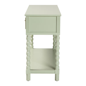 Baxton Studio Bali Karnia Console Table With Spindle Legs, 2-Drawer Solid Java Hardwood Accent Table, Ready-To-Use Karnia-Green-Wooden-Console Table