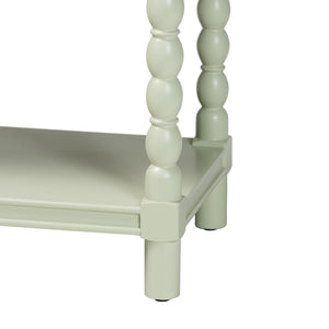 Baxton Studio Bali Karnia Console Table With Spindle Legs, 2-Drawer Solid Java Hardwood Accent Table, Ready-To-Use Karnia-Green-Wooden-Console Table