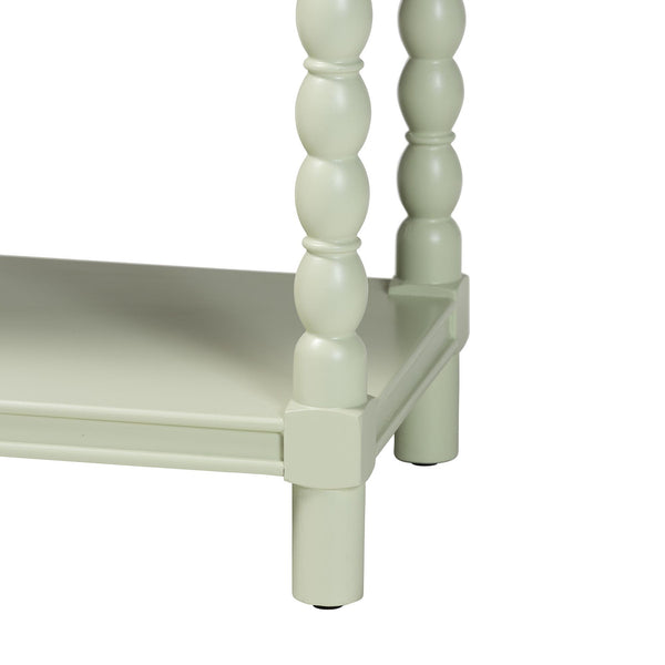 Baxton Studio Bali Karnia Console Table With Spindle Legs, 2-Drawer Solid Java Hardwood Accent Table, Ready-To-Use Karnia-Green-Wooden-Console Table