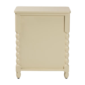 Baxton Studio Bali Kyla Nightstand With 3 Drawers, Spindle Legs & Inset Paneling—Java Hardwood, Ready-To-Use Kyla-Beige-Wooden-NS