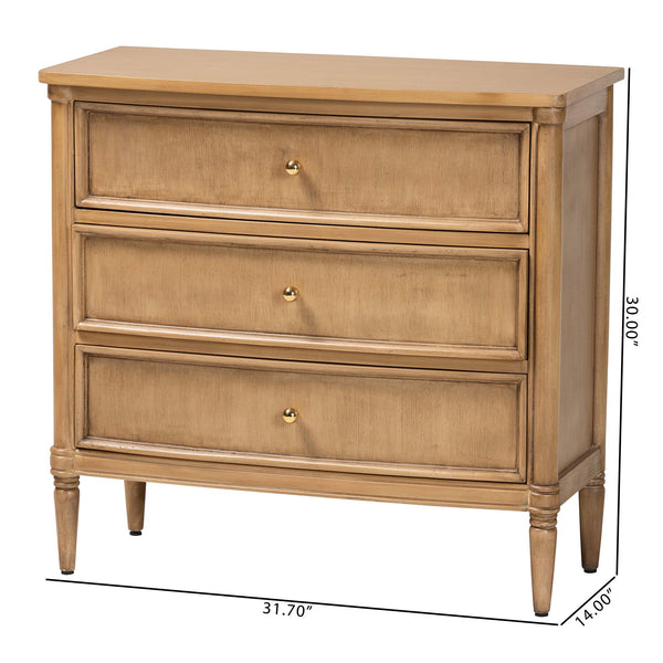 Baxton Studio Bali & Pari Karmel Solid Java Hardwood 3-drawer Chest with Tapered Legs for Bedroom Karmel-Antq Beige-Wooden-3DRW-Chest