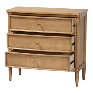 Baxton Studio Bali & Pari Karmel Solid Java Hardwood 3-drawer Chest with Tapered Legs for Bedroom Karmel-Antq Beige-Wooden-3DRW-Chest