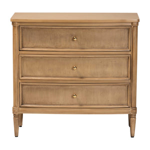 Baxton Studio Bali & Pari Karmel Solid Java Hardwood 3-drawer Chest with Tapered Legs for Bedroom Karmel-Antq Beige-Wooden-3DRW-Chest
