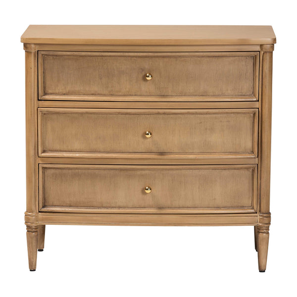 Baxton Studio Bali & Pari Karmel Solid Java Hardwood 3-drawer Chest with Tapered Legs for Bedroom Karmel-Antq Beige-Wooden-3DRW-Chest
