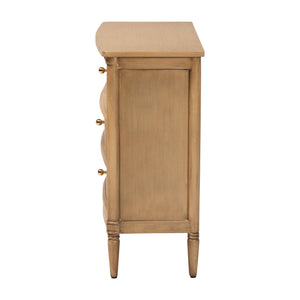 Baxton Studio Bali & Pari Karmel Solid Java Hardwood 3-drawer Chest with Tapered Legs for Bedroom Karmel-Antq Beige-Wooden-3DRW-Chest
