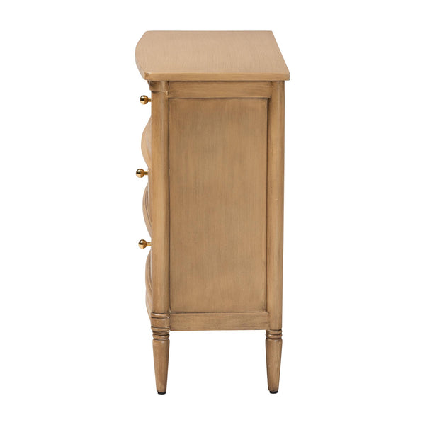 Baxton Studio Bali & Pari Karmel Solid Java Hardwood 3-drawer Chest with Tapered Legs for Bedroom Karmel-Antq Beige-Wooden-3DRW-Chest