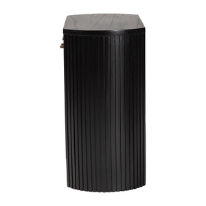 Baxton Studio Bali & Pari Keshet Solid Wood Fluted Cabinet Fully Assembled Accent for Entryway Keshet-Black-Wooden-2DR-Cabinet