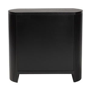 Baxton Studio Bali & Pari Keshet Solid Wood Fluted Cabinet Fully Assembled Accent for Entryway Keshet-Black-Wooden-2DR-Cabinet