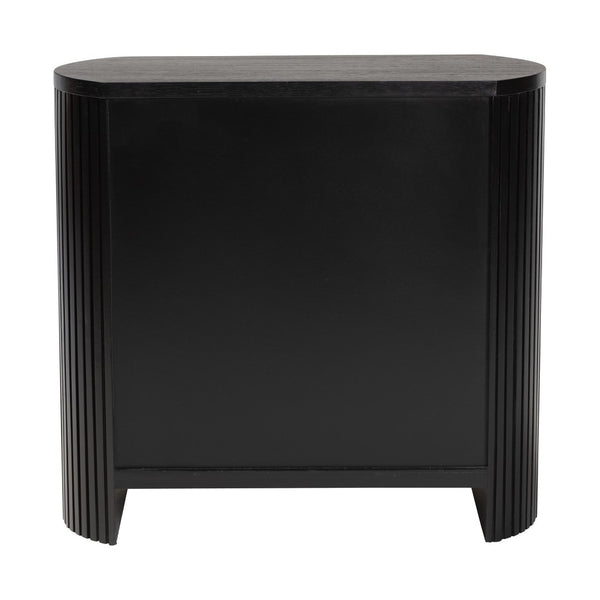 Baxton Studio Bali & Pari Keshet Solid Wood Fluted Cabinet Fully Assembled Accent for Entryway Keshet-Black-Wooden-2DR-Cabinet