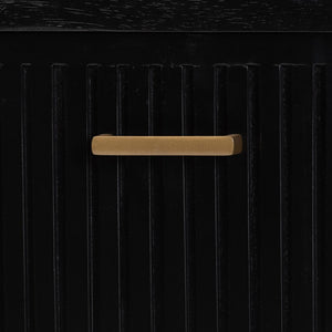 Baxton Studio Bali & Pari Keshet Solid Wood Fluted Cabinet Fully Assembled Accent for Entryway Keshet-Black-Wooden-2DR-Cabinet