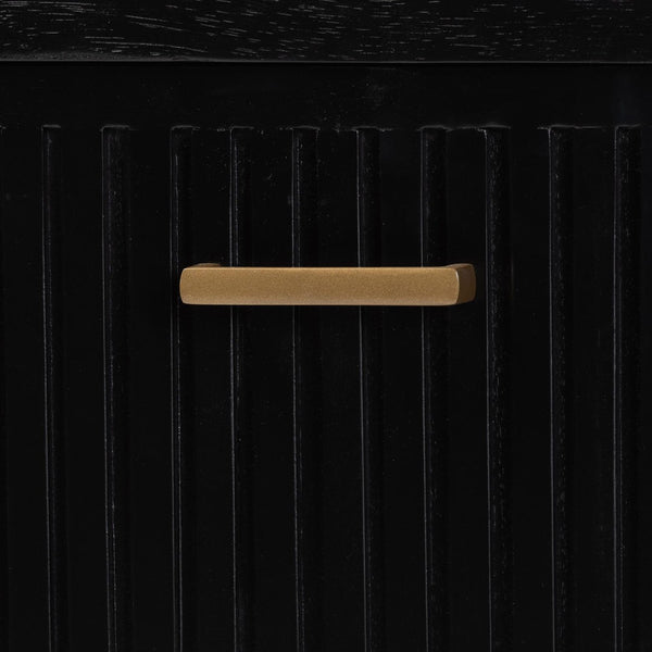 Baxton Studio Bali & Pari Keshet Solid Wood Fluted Cabinet Fully Assembled Accent for Entryway Keshet-Black-Wooden-2DR-Cabinet