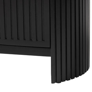 Baxton Studio Bali & Pari Keshet Solid Wood Fluted Cabinet Fully Assembled Accent for Entryway Keshet-Black-Wooden-2DR-Cabinet