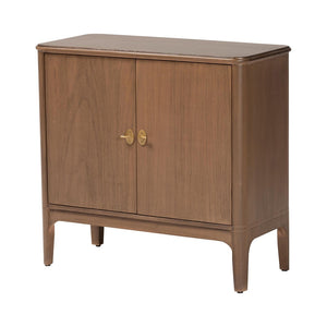 Baxton Studio Bali & Pari Latifa Solid Wood Accent Cabinet Handcrafted Mid-century Storage for Entryway Latifa-Antq Brown-Wooden-2DR-Cabinet