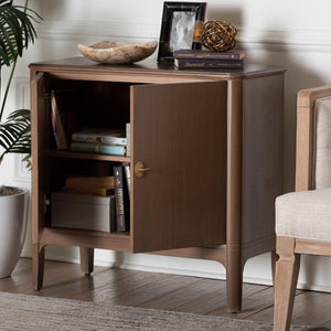 Baxton Studio Bali & Pari Latifa Solid Wood Accent Cabinet Handcrafted Mid-century Storage for Entryway Latifa-Antq Brown-Wooden-2DR-Cabinet