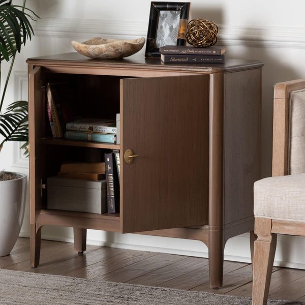 Baxton Studio Bali & Pari Latifa Solid Wood Accent Cabinet Handcrafted Mid-century Storage for Entryway Latifa-Antq Brown-Wooden-2DR-Cabinet