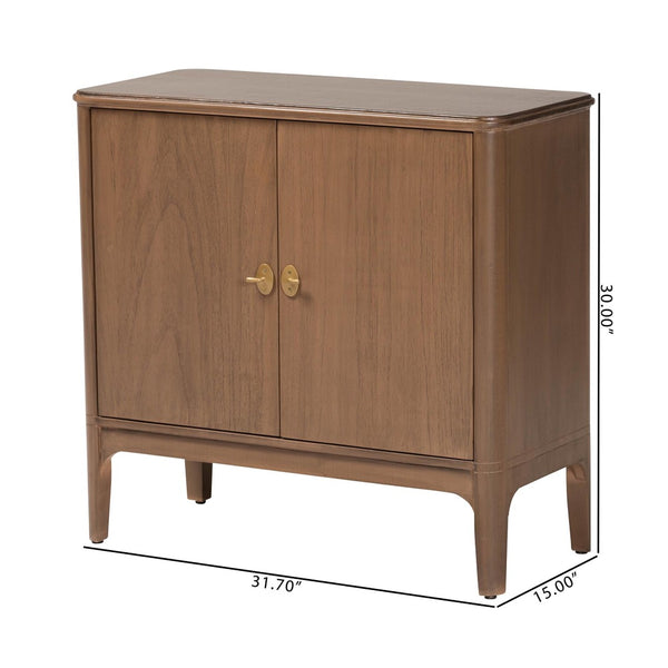 Baxton Studio Bali & Pari Latifa Solid Wood Accent Cabinet Handcrafted Mid-century Storage for Entryway Latifa-Antq Brown-Wooden-2DR-Cabinet