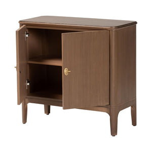 Baxton Studio Bali & Pari Latifa Solid Wood Accent Cabinet Handcrafted Mid-century Storage for Entryway Latifa-Antq Brown-Wooden-2DR-Cabinet