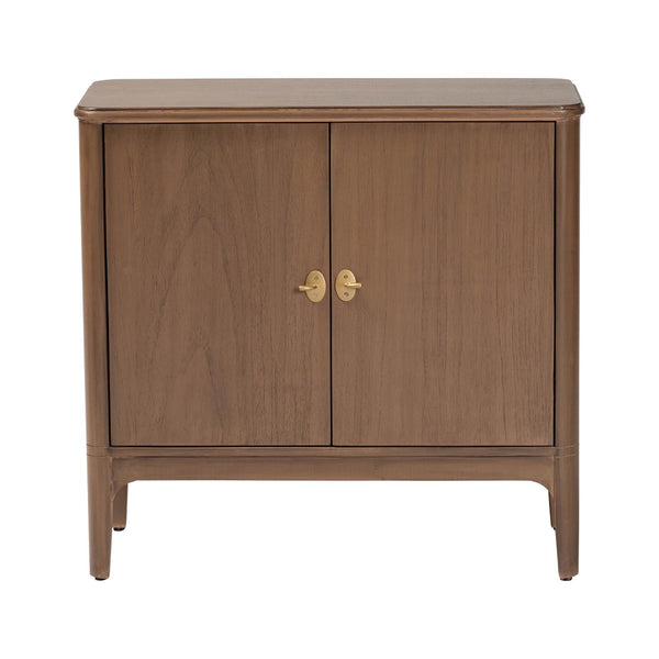 Baxton Studio Bali & Pari Latifa Solid Wood Accent Cabinet Handcrafted Mid-century Storage for Entryway Latifa-Antq Brown-Wooden-2DR-Cabinet