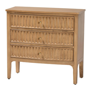 Baxton Studio Bali & Pari Lavi Solid Wood 3-drawer Chest with Fluted Fronts for Bedroom Storage Lavi-Antq Beige-Wooden-3DRW-Chest