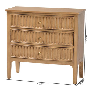 Baxton Studio Bali & Pari Lavi Solid Wood 3-drawer Chest with Fluted Fronts for Bedroom Storage Lavi-Antq Beige-Wooden-3DRW-Chest