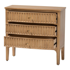 Baxton Studio Bali & Pari Lavi Solid Wood 3-drawer Chest with Fluted Fronts for Bedroom Storage Lavi-Antq Beige-Wooden-3DRW-Chest