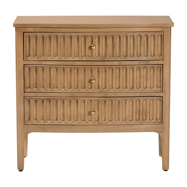 Baxton Studio Bali & Pari Lavi Solid Wood 3-drawer Chest with Fluted Fronts for Bedroom Storage Lavi-Antq Beige-Wooden-3DRW-Chest