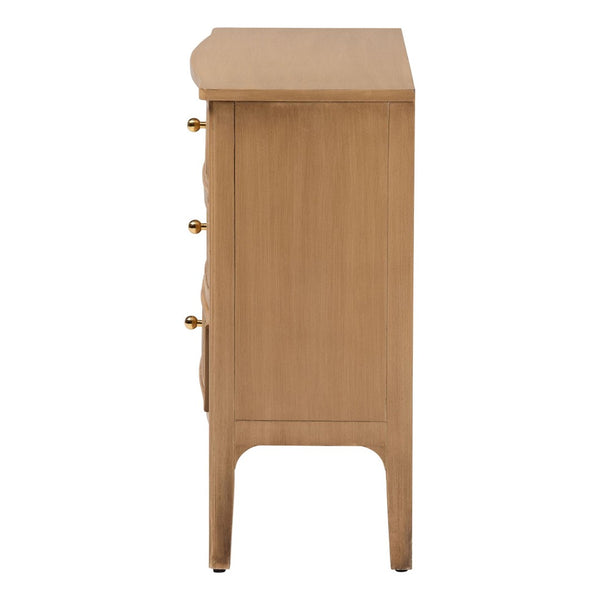 Baxton Studio Bali & Pari Lavi Solid Wood 3-drawer Chest with Fluted Fronts for Bedroom Storage Lavi-Antq Beige-Wooden-3DRW-Chest