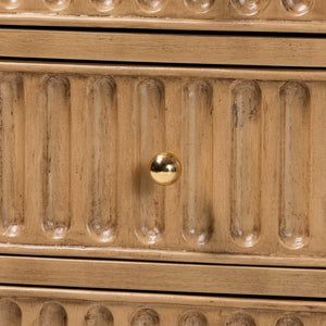 Baxton Studio Bali & Pari Lavi Solid Wood 3-drawer Chest with Fluted Fronts for Bedroom Storage Lavi-Antq Beige-Wooden-3DRW-Chest
