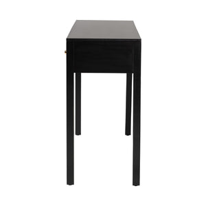 Baxton Studio Bali Leah Console Table — 3-Drawer Fluted Wood Accent Table With Open-Frame Design, Java Hardwood Craftsmanship Leah-Black-Wooden-3DRW-Console Table