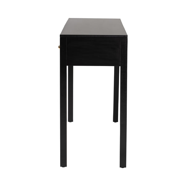 Baxton Studio Bali Leah Console Table — 3-Drawer Fluted Wood Accent Table With Open-Frame Design, Java Hardwood Craftsmanship Leah-Black-Wooden-3DRW-Console Table