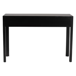 Baxton Studio Bali Leah Console Table — 3-Drawer Fluted Wood Accent Table With Open-Frame Design, Java Hardwood Craftsmanship Leah-Black-Wooden-3DRW-Console Table
