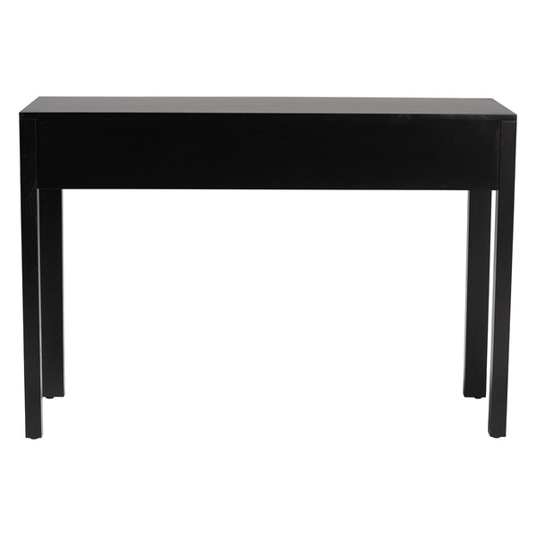 Baxton Studio Bali Leah Console Table — 3-Drawer Fluted Wood Accent Table With Open-Frame Design, Java Hardwood Craftsmanship Leah-Black-Wooden-3DRW-Console Table