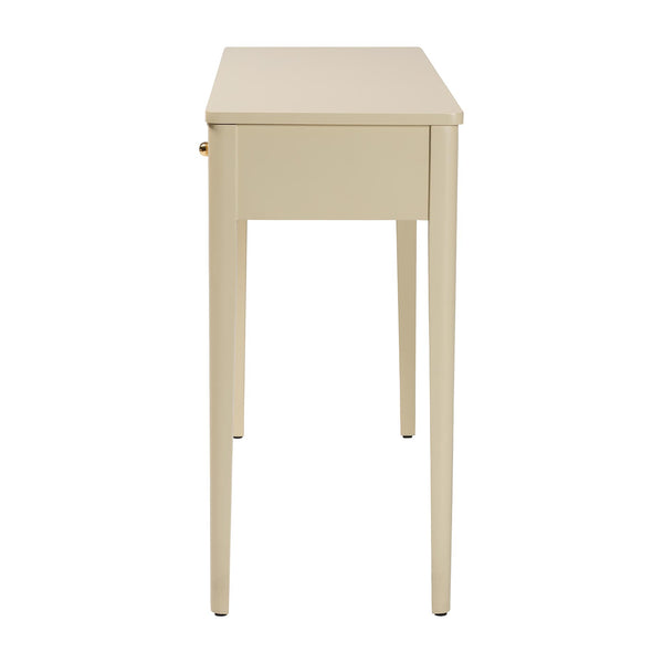 Baxton Studio Bali Leeba Console Table — 3-Drawer Fluted Wood Console With Scalloped Frame, Java Hardwood Craftsmanship Leeba-Beige-Wooden-3DRW-Console Table