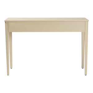 Baxton Studio Bali Leeba Console Table — 3-Drawer Fluted Wood Console With Scalloped Frame, Java Hardwood Craftsmanship Leeba-Beige-Wooden-3DRW-Console Table