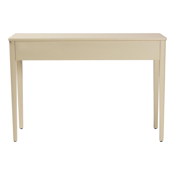 Baxton Studio Bali Leeba Console Table — 3-Drawer Fluted Wood Console With Scalloped Frame, Java Hardwood Craftsmanship Leeba-Beige-Wooden-3DRW-Console Table